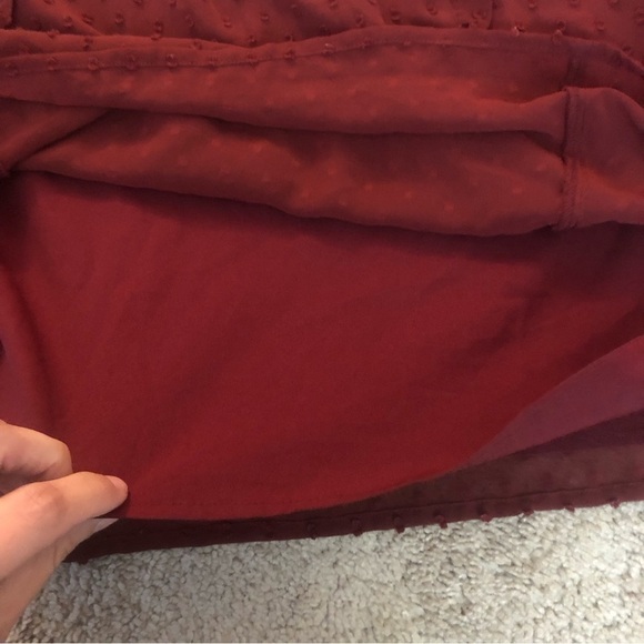 J.Crew red clip dot long sleeve ruffle front blouse size 12 - Picture 8 of 10